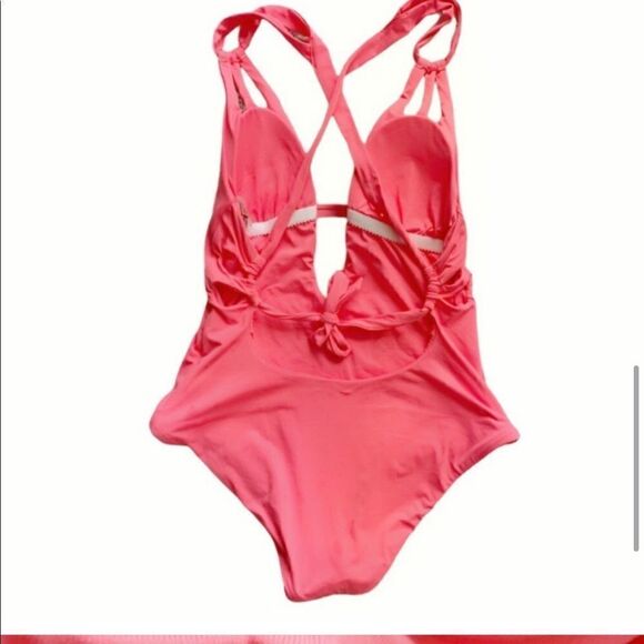 🆕 BECCA Skylar Color Code Plunge One Piece Swimsuit! coral swimsuit - Picture 3 of 6
